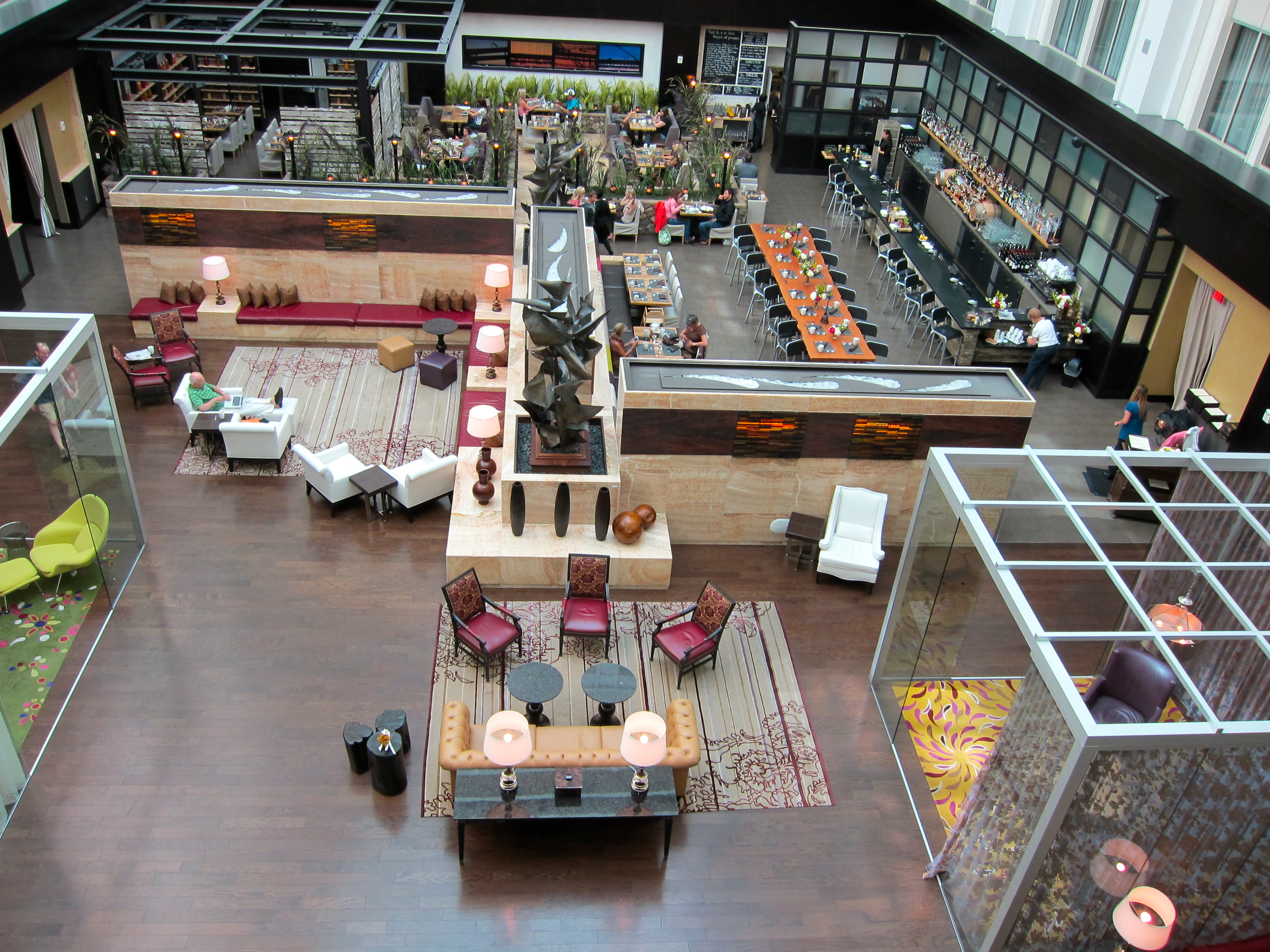 a high angle view of a restaurant