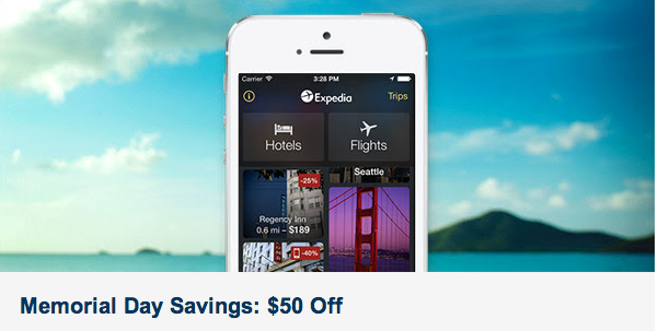 Expedia App $50 Off a $200 Hotel Booking