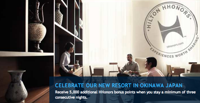 5,000 Bonus HHonors Points for Stay at New Hilton Okinawa Chatan Resort
