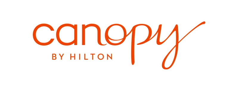 a logo with orange letters