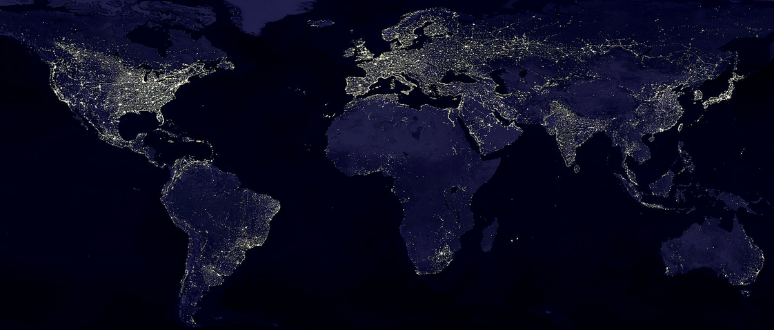 a map of the world at night