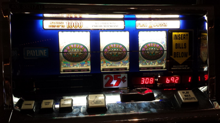 a close-up of a slot machine