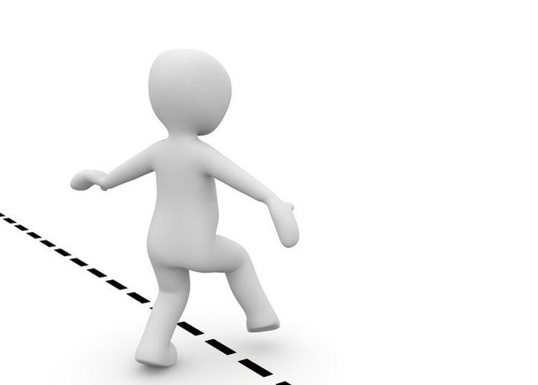 a white cartoon character walking on a line