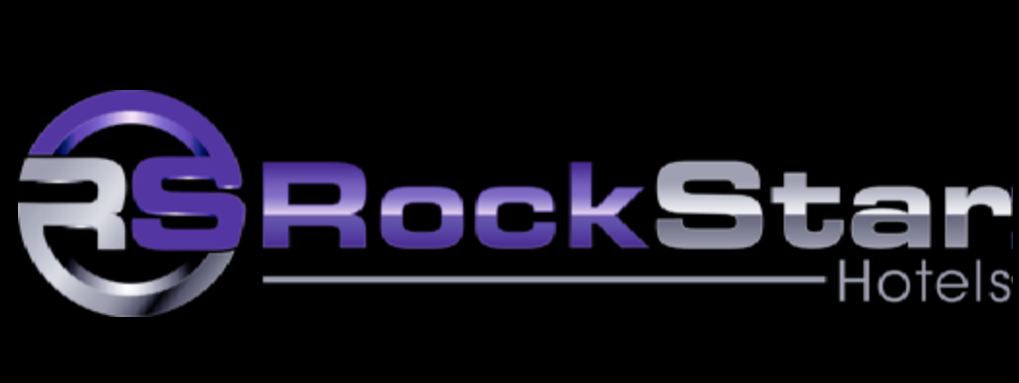 a purple and silver text on a black background