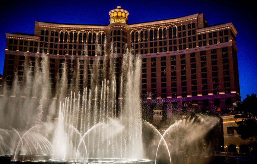 a water fountain in front of Bellagio