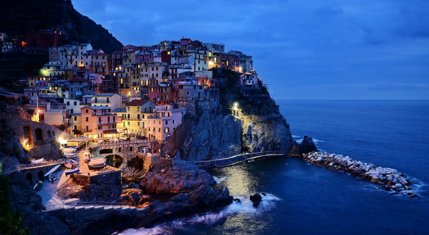 Cinque Terre on a cliff by the water