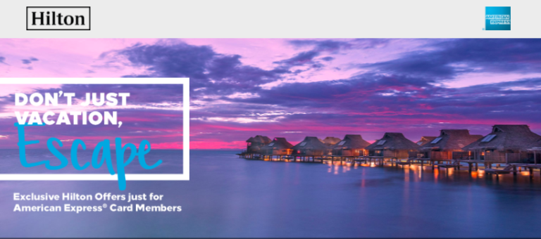 Save 20% on Hilton Resort Reservations with American Express